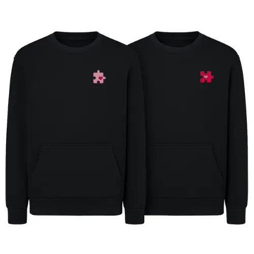 Sweat Duo Couple - Puzzle Heart Custom Broderie