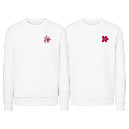 Sweat Duo Couple - Puzzle Heart Custom Broderie