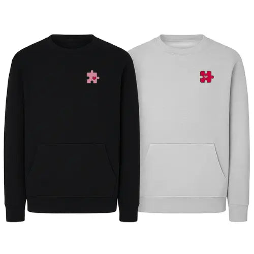 Sweat Duo Couple - Puzzle Heart Custom Broderie