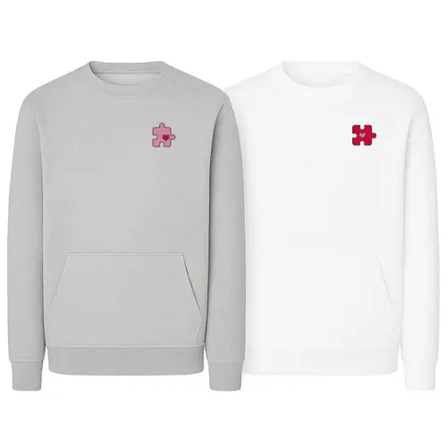Sweat Duo Couple - Puzzle Heart Custom Broderie
