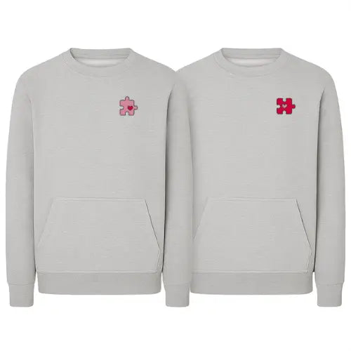 Sweat Duo Couple - Puzzle Heart Custom Broderie