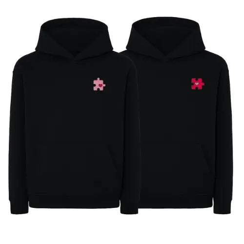 Sweat à capuche brodé - Couple Puzzle Custom Broderie