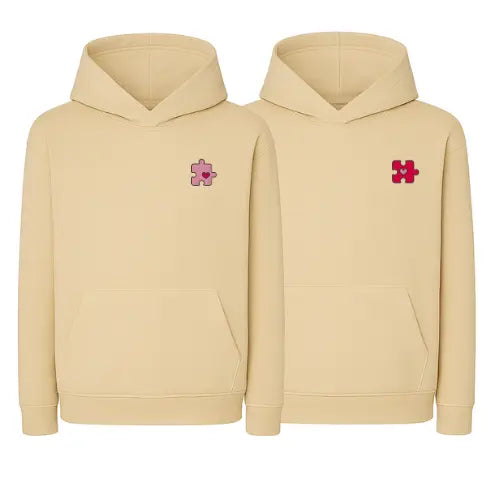 Sweats à capuche Duo Couple - Puzzle Custom Broderie