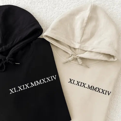 Sweats capuche Duo - Chiffre Romain Custom Broderie
