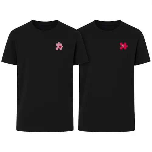 T-shirt Duo Couple - Puzzle Coeur Custom Broderie