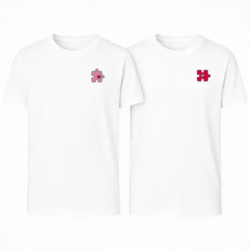 T-shirt Duo Couple - Puzzle Coeur Custom Broderie