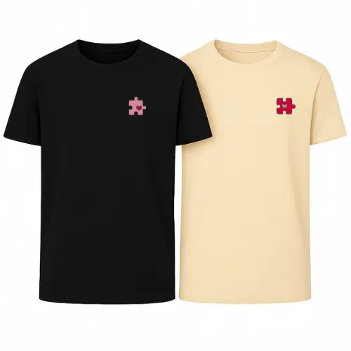 T-shirt Duo Couple - Puzzle Coeur Custom Broderie