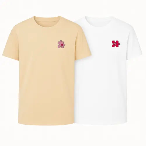 T-shirt Duo Couple - Puzzle Coeur Custom Broderie