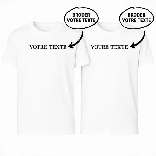 T-shirts basique Duo - Texte personnalisé Custom Broderie