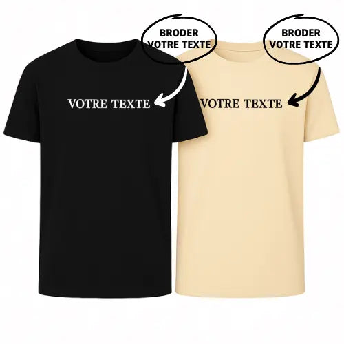 T-shirts basique Duo - Texte personnalisé Custom Broderie