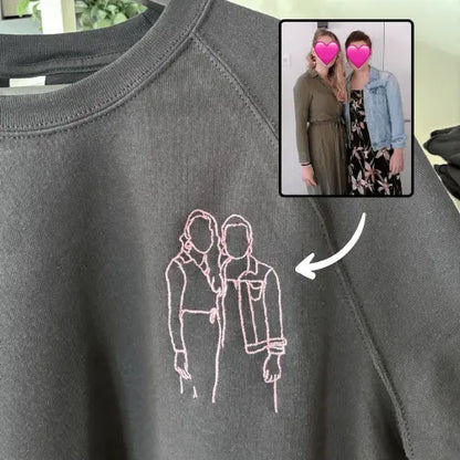 Sweat brodé - Photo one line Custom Broderie