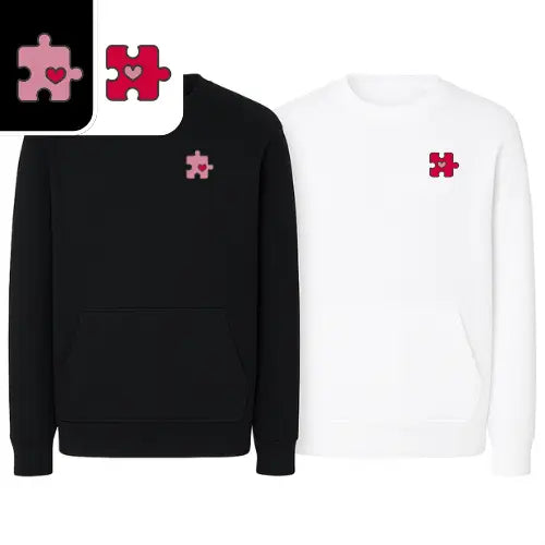 Sweats Duo Couple - Puzzle Coeur Custom Broderie