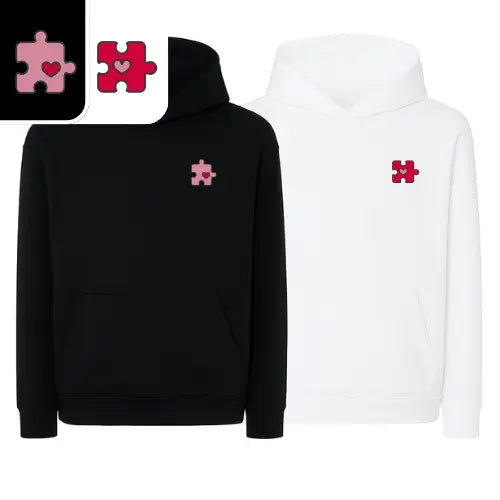 Sweats capuche Duo Couple - Puzzle Coeur Custom Broderie