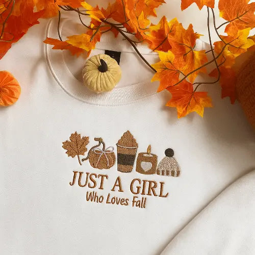 Sweatshirt - Automne Cosy Just A Girl Custom Broderie
