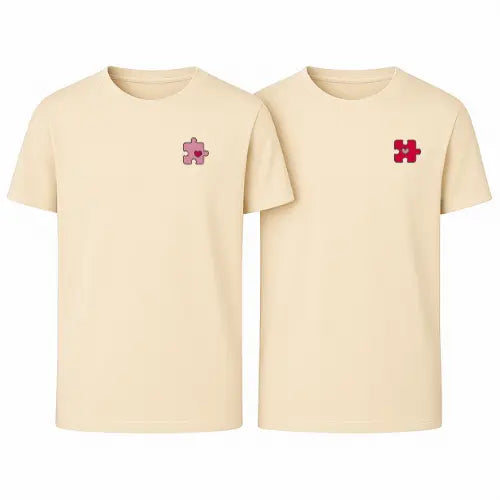 T-shirt Duo Couple - Puzzle Coeur Custom Broderie