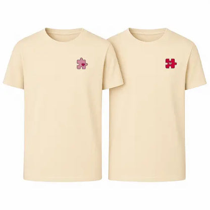 T-shirt Duo Couple - Puzzle Coeur Custom Broderie