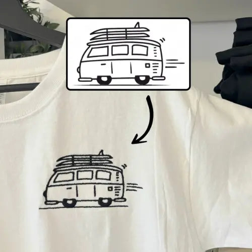 T-shirt brodé - Photo one line Custom Broderie