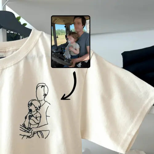 T-shirt oversize brodé - Photo one line Custom Broderie