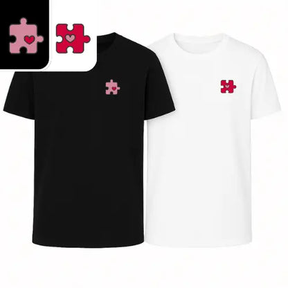 T-shirts Duo Couple - Puzzle Coeur Custom Broderie