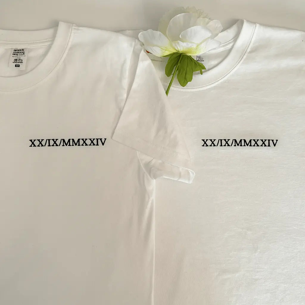 Tshirts Duo - Chiffre Romain Custom Broderie