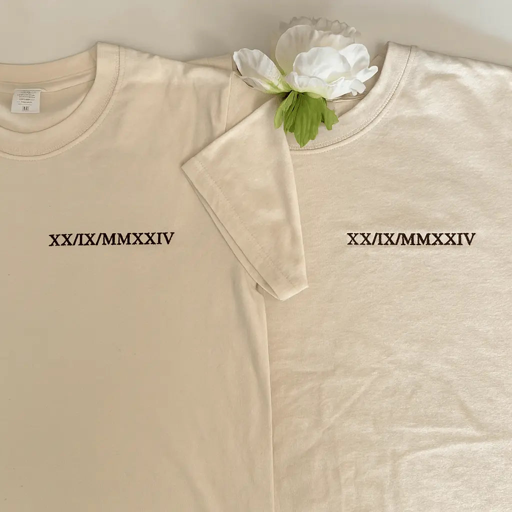 Tshirts Duo - Chiffre Romain Custom Broderie