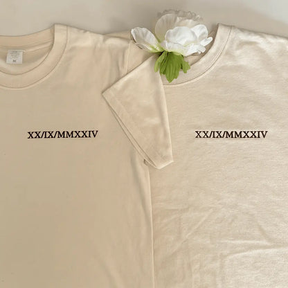 Tshirts Duo - Chiffre Romain Custom Broderie