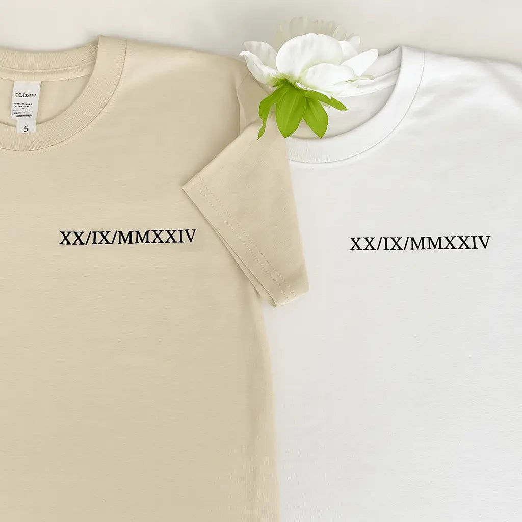 Tshirts Duo - Chiffre Romain Custom Broderie